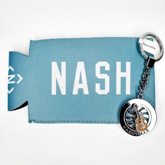 NASHville Collection Can Cooler Short Beer Coozie Holder Guitar Keychain Bundle - Picture 2 of 12